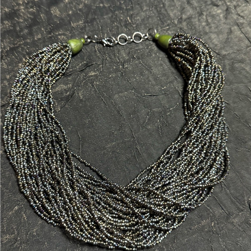 Elegant Vintage Multi-Strand Black and Silver Necklace